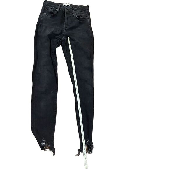 AGOLDE Sophie Shout Distressed Chewed Hem Black mid rise Skinny Jeans - Picture 7 of 14